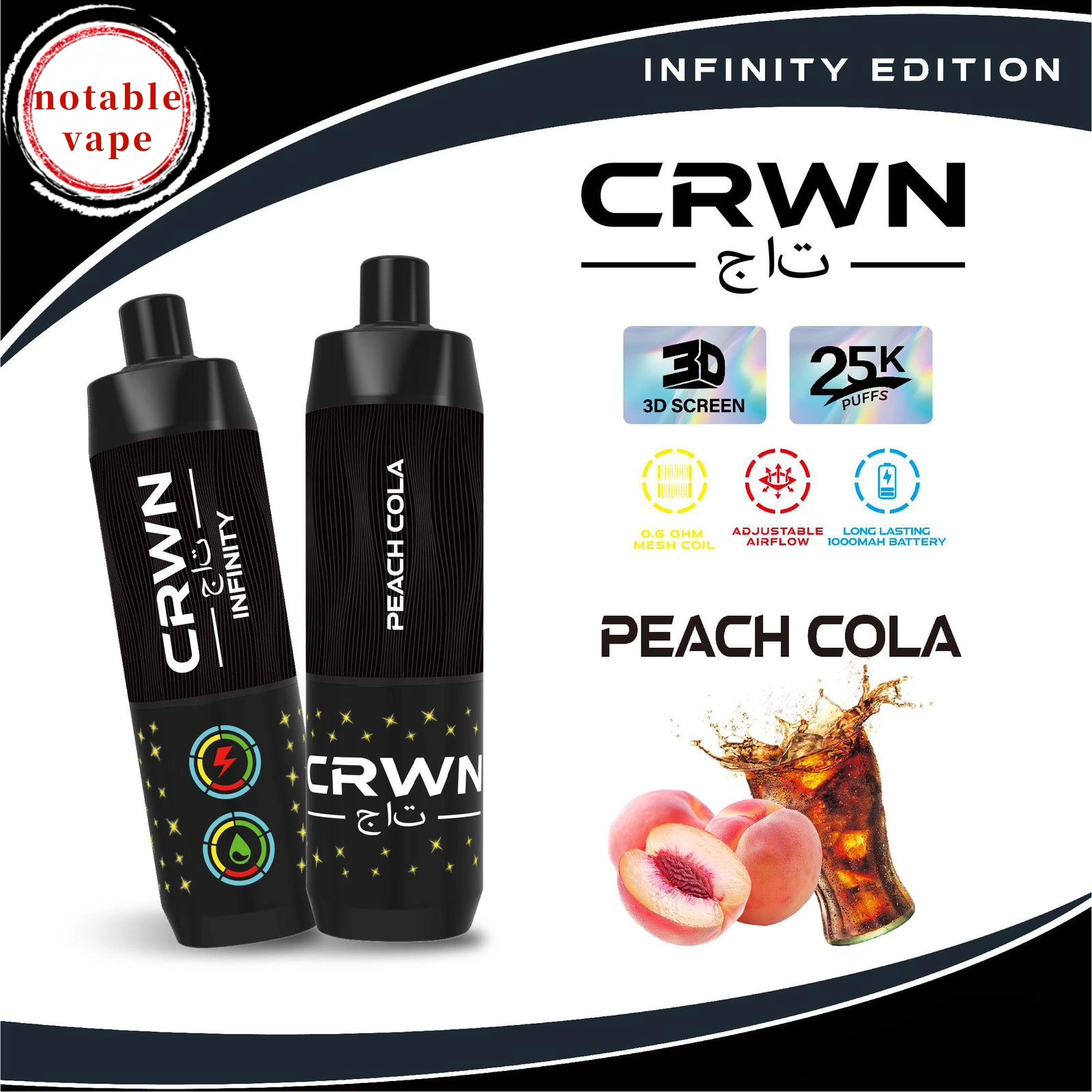 cbdb35_92c5d4e2ab3a48a99094c0bc76461542mv2.webp Crwn Infinity – Peach Cola – 25,000 - Image 1